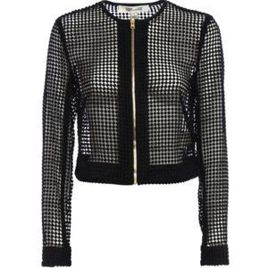 Diane Von Furstenburg Black Mesh Evening Jacket Size 8